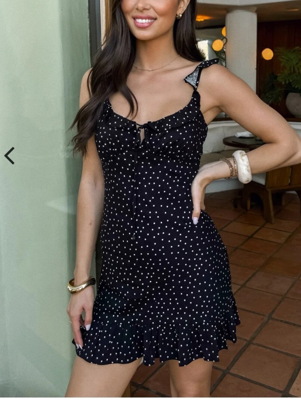 Stitch + Feather Mini Polka Dot Dress Black NWT Size Medium